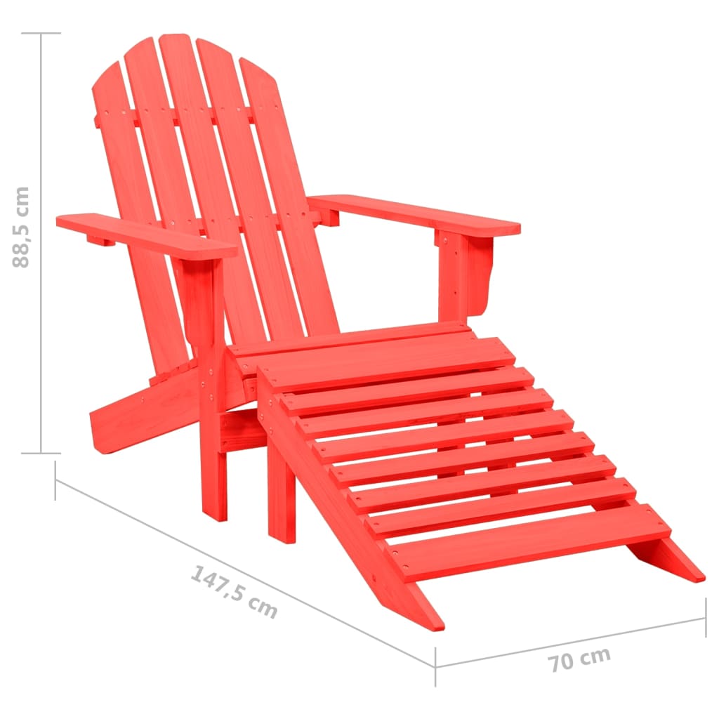 Adirondack-Gartenstuhl mit Fussstütze Massivholz Tanne Rot